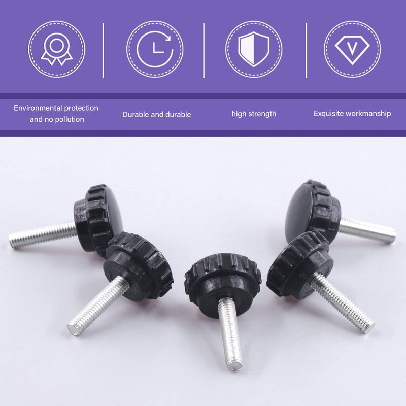 [Australia - AusPower] - Swpeet 20Pcs M5 x 20mm Black Round Male Thread Knurled Clamping Knobs Grip Thumb Screw Assortment Kit, Knurled Handle Bolts Grip for Quick Remove Screws Clamping Screws 