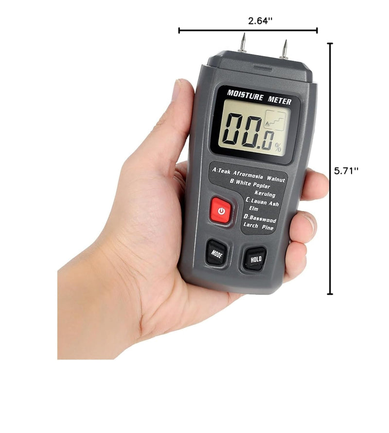 [Australia - AusPower] - BSIDE 2 Pins Wood Moisture Meter Handheld Timber Water Lumber Damp Humidity Firewood Detector Tester Backlit LCD Display Digital Moisture Meter With 4 modes and Data Hold 