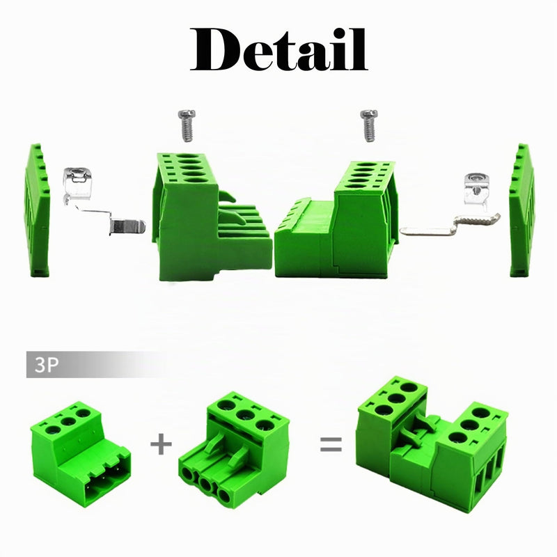 5 Pairs 5.08 mm Screw Terminals 4-Pin Male and Female Terminals, Connector Terminals 4P-5 Set