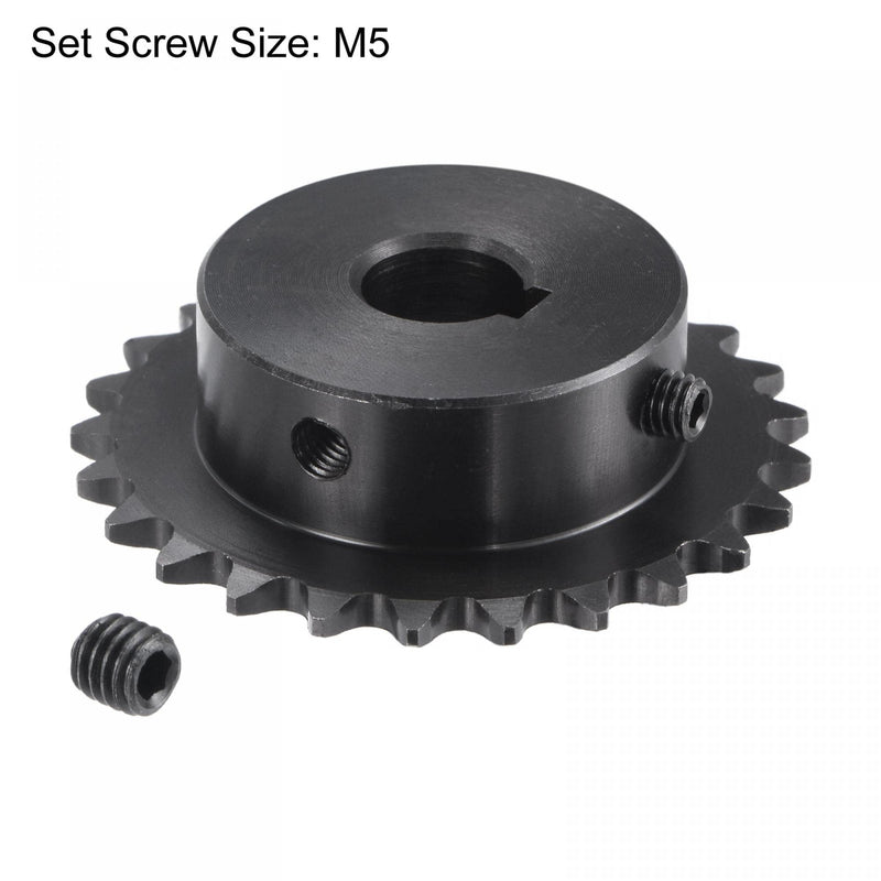 [Australia - AusPower] - uxcell 25 Tooth Roller Sprocket, #25 Chain Single Strand 1/4" Pitch, 12mm Bore Black Oxide C45 Carbon Steel, 4x1.8mm Keyway with Set Screws for ISO 04C 