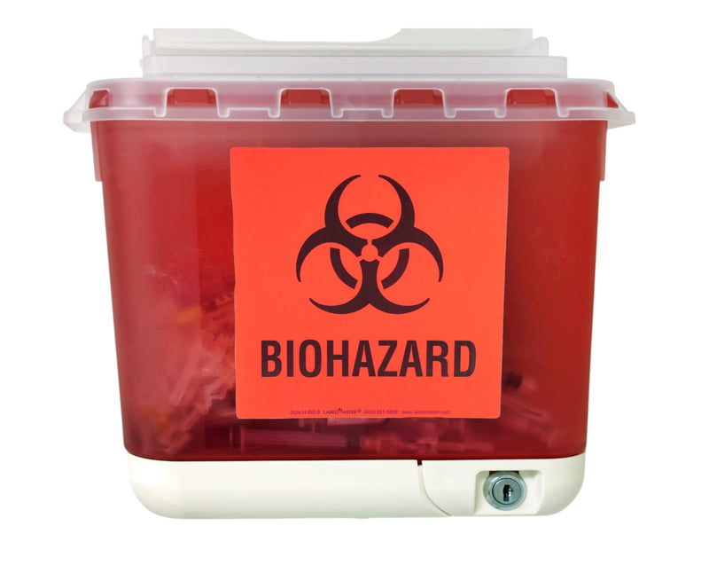 Biohazard Waste Labels, 6 x 6 inches, Red/Black, Self-Adhesive Vinyl Sticker Label, Pack of 25