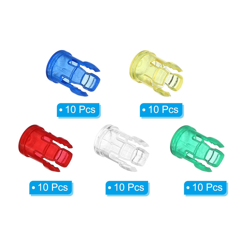 [Australia - AusPower] - PATIKIL 3mm Clear Light-Emitting Diode Holder Clip, 50-in-1 LED Lamp Socket Bulb Cap Protective Cover for Bezel Mount Panel Display, Multicolored 
