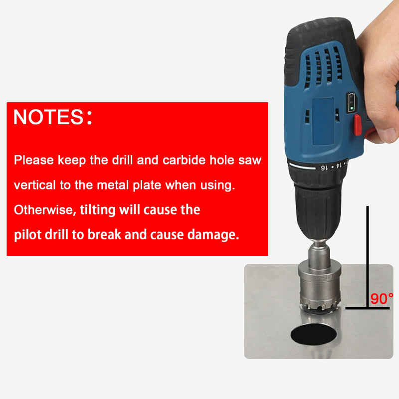[Australia - AusPower] - (1-1/2''|38mm) Heavy Duty Carbide Hole Saw with 2 Pilot Drill Bits, Hole Cutter cuts Stainless Steel, mild Steel, Iron, Copper, Brass, Plastic 38mm | 1-1/2" 