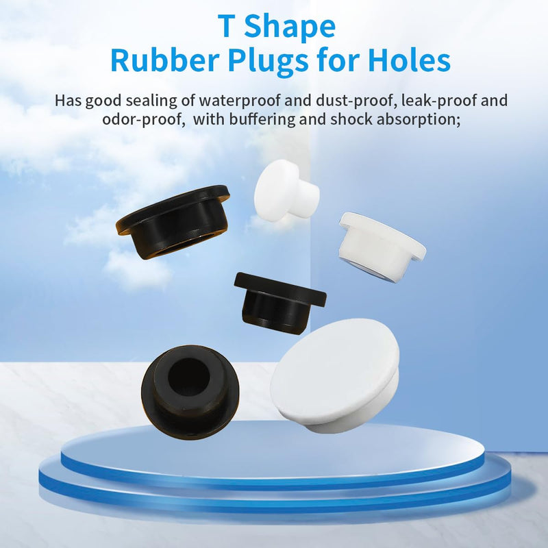 [Australia - AusPower] - 8Pcs 1"/26mm Rubber Plugs for Holes-T Type Silicone Stopper Black Hole Plugs Sink Cover, Round Snap-On Bottle Metal Tube Bore Furniture End Caps Inserts Waterproof 26mm(1") 