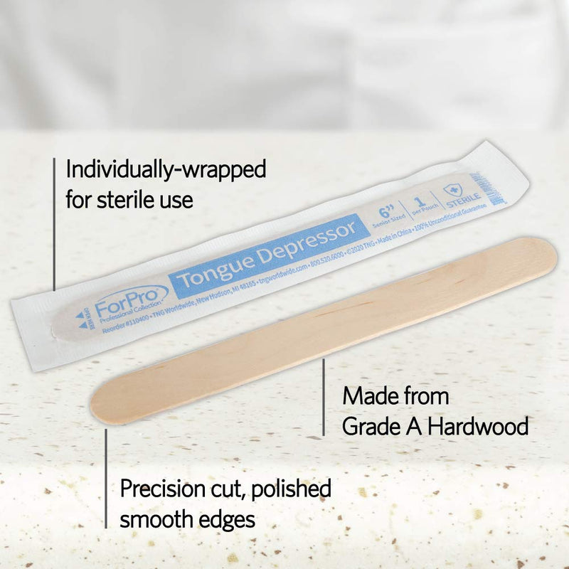 [Australia - AusPower] - ForPro Professional Collection Senior Tongue Depressors, Large Wax Applicator Sticks, 6" Senior Sized, Sterile, Individually-Wrapped, 100-Count" X-Large (Pack of 1) 