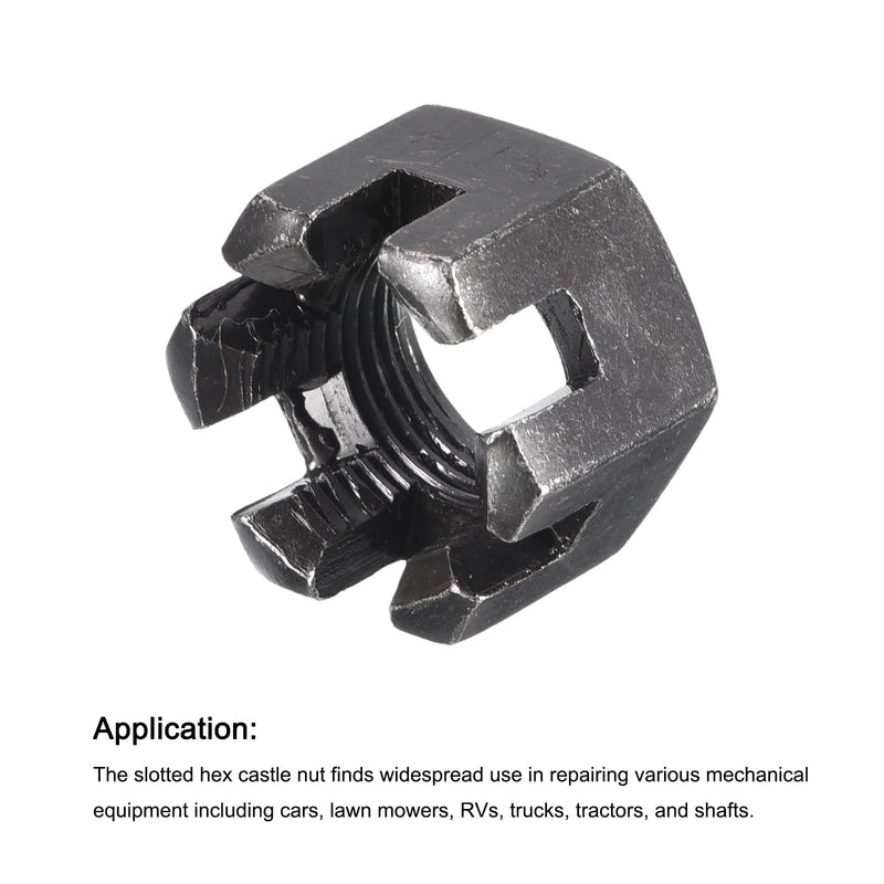 [Australia - AusPower] - Hexagon Slotted Nuts with Fine Thread, M18 x 1.5mm GB58 Carbon Steel Hex Castle Nuts Black - Pack of 5 M18x1.5mm(5pcs) 