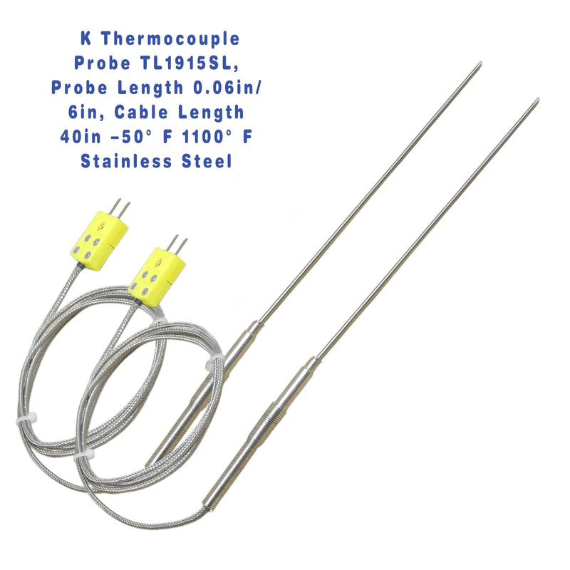 [Australia - AusPower] - 2 Pieces TL1915SL Type K Thermocouple, Probe Length 0.06in/ 6in thermocouple Probe 