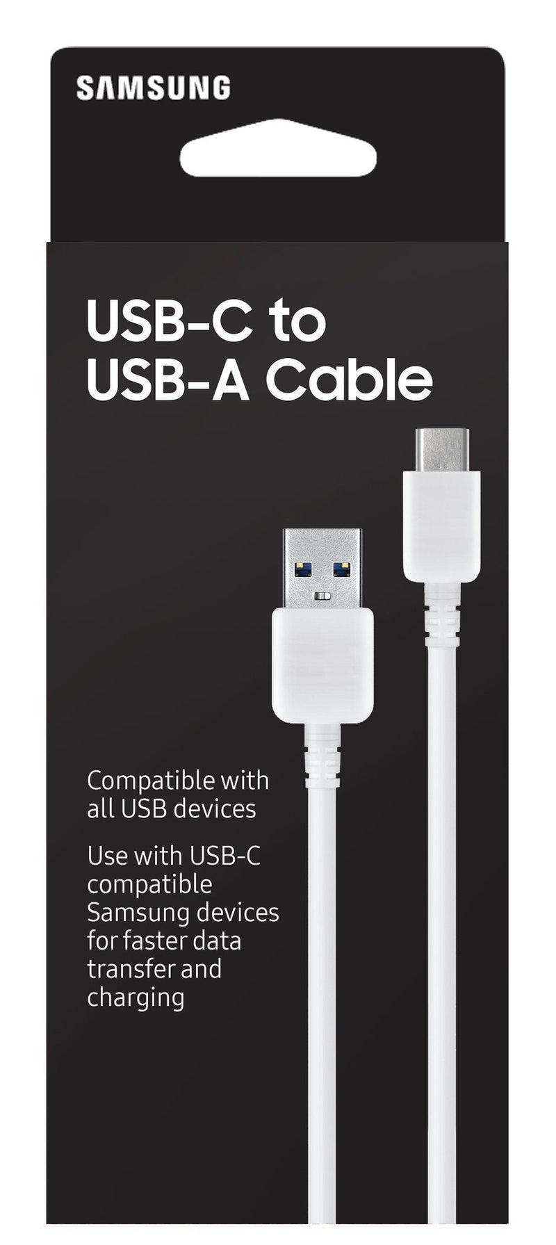 SAMSUNG EP-DN930CWEGUS USB-C to USB-A Sync and Transfer Cable, 1 Meter, Retail Packaging, White (Pack of 2) 1 Count (Pack of 2)