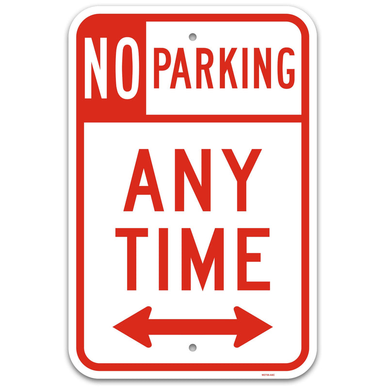 Brimar 12"x18" No Parking Any Time Signs -Weatherproof, Rust Free Aluminum - UV Protected - Perfect for Driveways, Indoor & Outdoor Use 12x18" Double Arrow (Rust-Free)