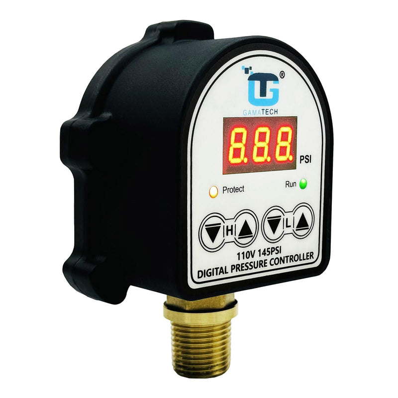 GamaTech 110V 145PSI Digital Adjustable Pressure Switch Controller for Water Pump and Air Pump, 1/2" Male NPT