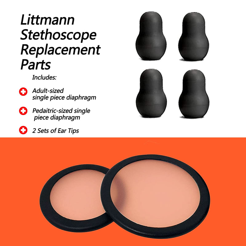 [Australia - AusPower] - Replacement Accessories Kit Fits Classic 3, Cardiology 3 & Cardiology 4 Stethoscope for Littman Stethoscope Replacement Parts & Stethoscope Bell Diaphragm Cover and Eartips Replacement Parts black 