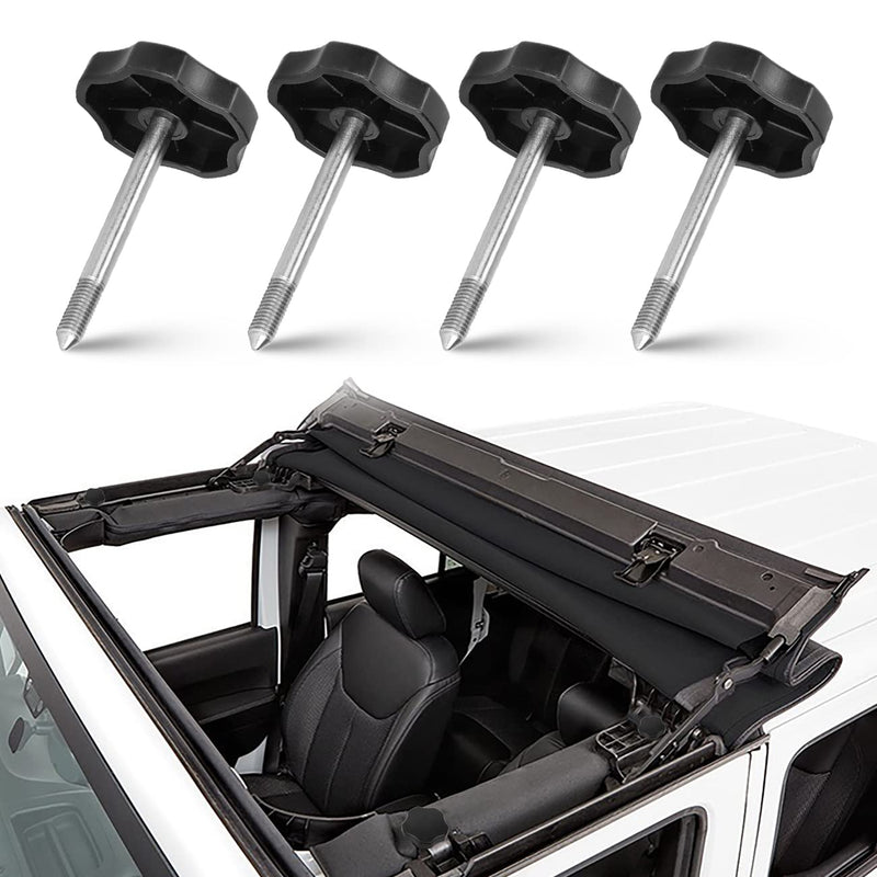 MFC 4 PCS Soft Top Door Surround Knobs Kits Window Frame Knobs Screws with Pin Compatible with for 1997-2018 Jeep Wrangler TJ/JK 4 Long