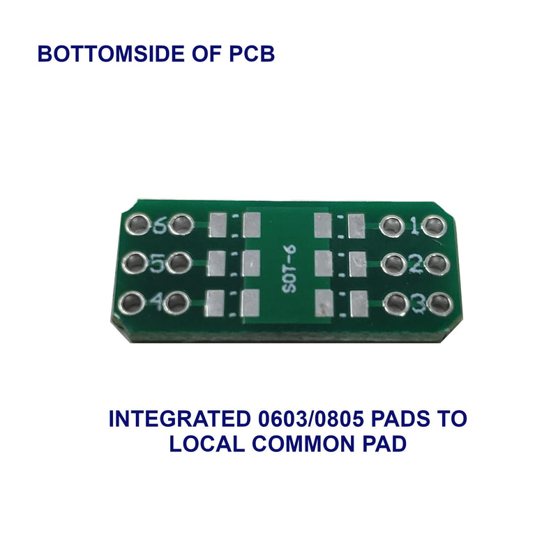[Australia - AusPower] - – SMD to DIP Breakout PCB Module, 6-Pin, SOT to DIP Adapter Header with Integrated SMT Resistor and/or Capacitor Pads – 12 Pieces 6-Pin SOT 