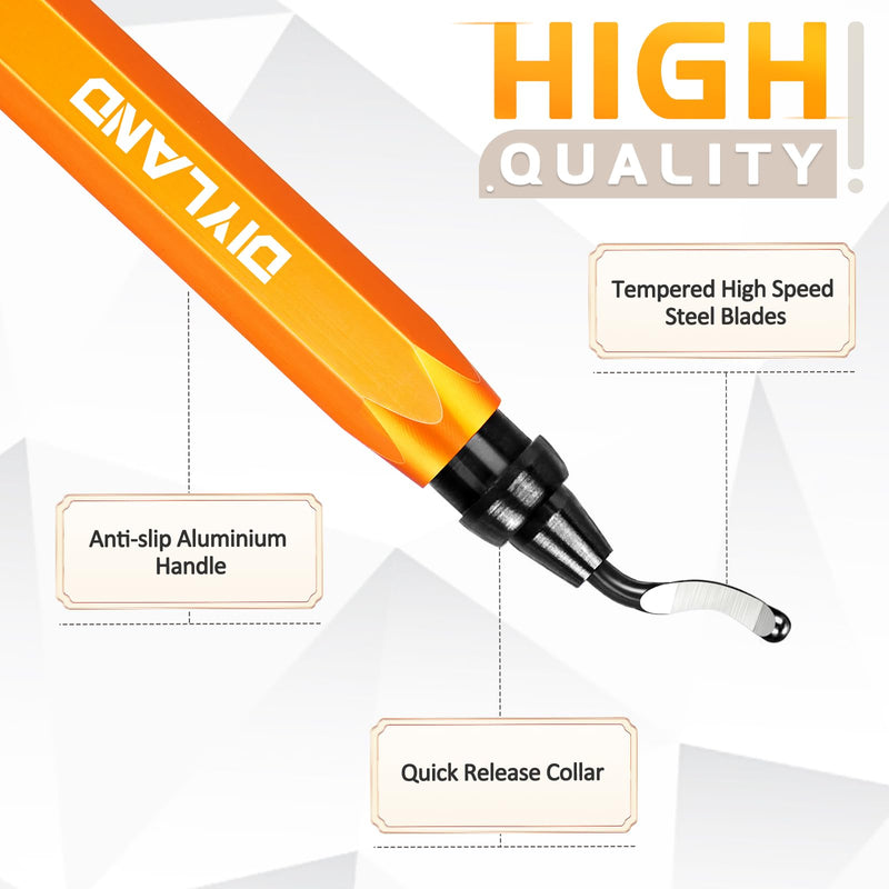 [Australia - AusPower] - DIYLAND Deburring Tool with 10 BS1010 Blades, Metal Handle, Hand Deburrer, 360° Rotating, for Plastic, 3D Printing, Metal, Aluminium, PVC, Steel 