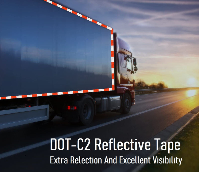 [Australia - AusPower] - DOT-C2 Reflective Tape 2 Inch X 100 Feet Red White Reflector Adhesive Conspicuity Outdoor Waterproof Tape for Trailers, Trucks, Vehicles, Driveway, Boats, Signs (100 FT) Red&White-100FT 