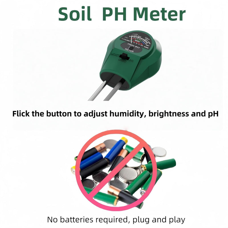 [Australia - AusPower] - 3 in 1 Plant Water Meter - Soil Moisture Meter for Indoor and Outdoor Plants - Hygrometer Sensor for Gardening and Farming - No Batteries Required 3 in 1 Soil Tester 