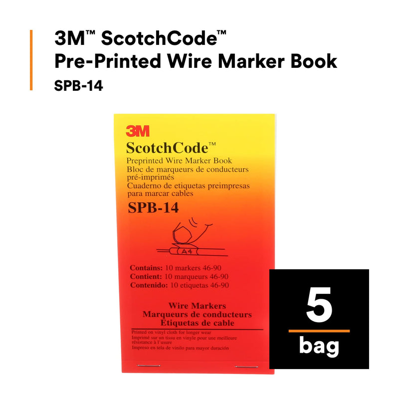 3M Pre-Printed Wire Marker Book SPB-14, Black Print on White Background, 1 Book