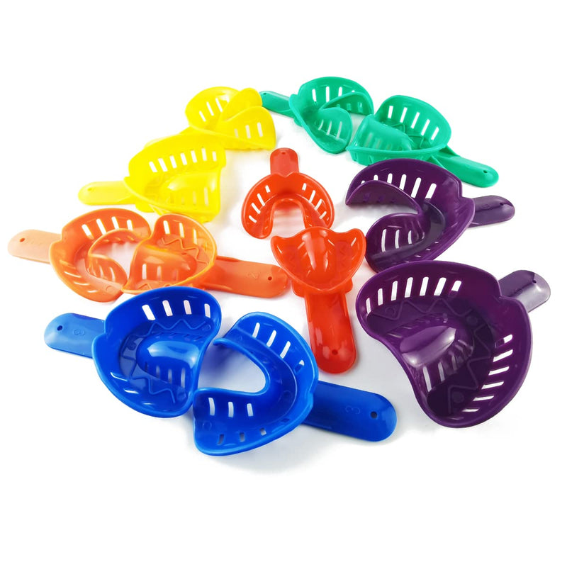 [Australia - AusPower] - 12PCS 6 Sizes Dental Impression Tray for Adult/Children, Plastic Materials Teeth Holder Dental Central Supply for Oral Tools 