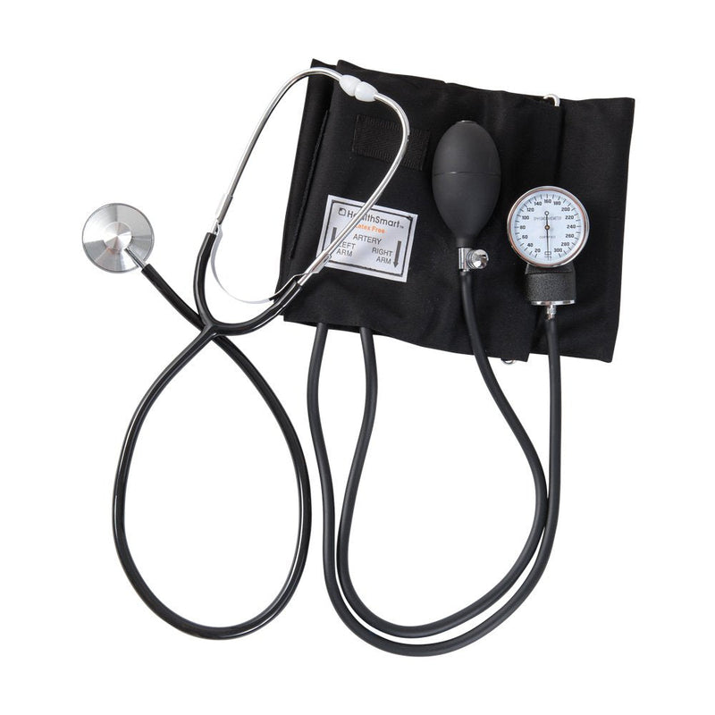 [Australia - AusPower] - MABIS Professional Aneroid Sphygmomanometer Blood Pressure Gauge, Stethoscope and Blood Pressure Cuff, With Carrying Case, Adult Large Cuff, Black 