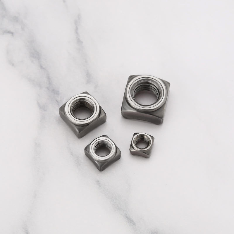 [Australia - AusPower] - 100x Steel Square Nuts Assortment Kit M5x0.8mm M6x1.0mm M8x1.25mm M10x1.5mm Pitch Weld Nuts for Pipe Furniture Tables Shelves 