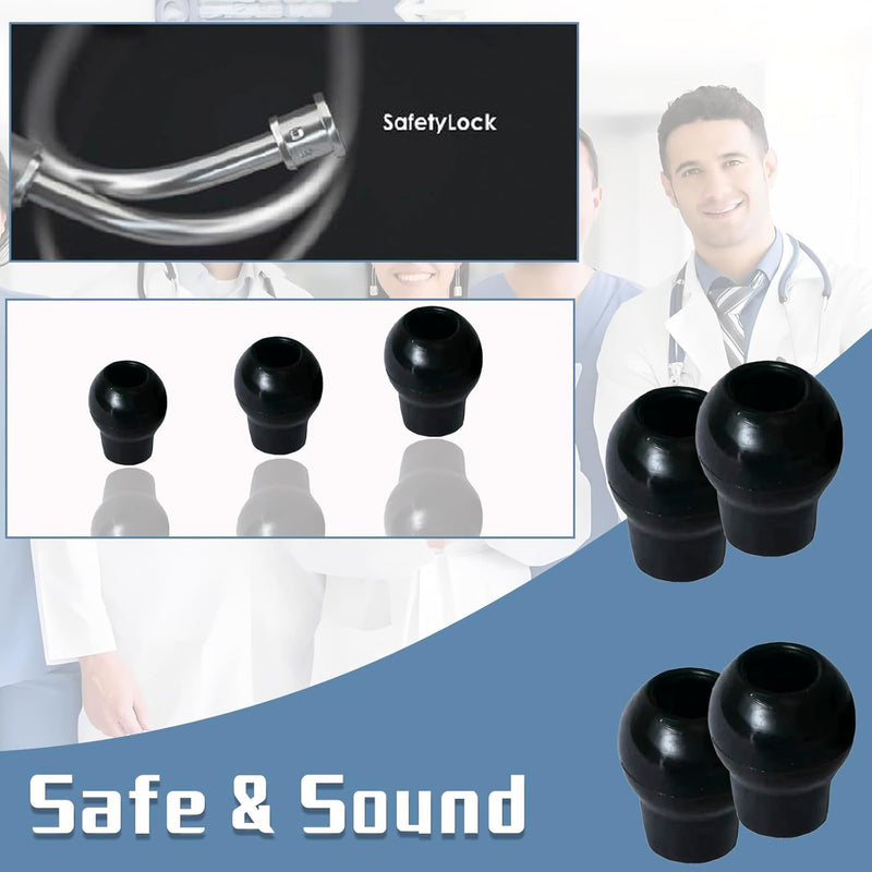 [Australia - AusPower] - MDF Ear Pieces, Soft-Sealing Ear Tips Replacement Compatible with MDF Stethoscope Accessories (Black) Black 