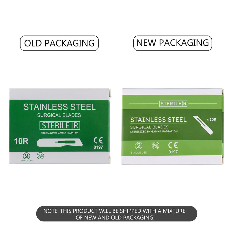 [Australia - AusPower] - 10R Dermaplane Blade,Sterile Surgical Blades,Stainless Steel Scalpels Surgical,Scalpel for Dermaplaning(Box of 100,Individually Packed) 
