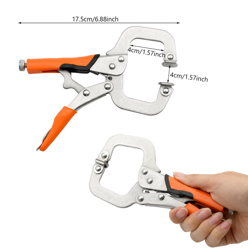 [Australia - AusPower] - 6 Inch C Clamp, Heavy Duty Vise Grip Locking Pliers Adjustable Face Clamp for Woodworking, Welding and Pocket Hole Joinery, 2 Packs (Orange, 6 Inch) Orange 