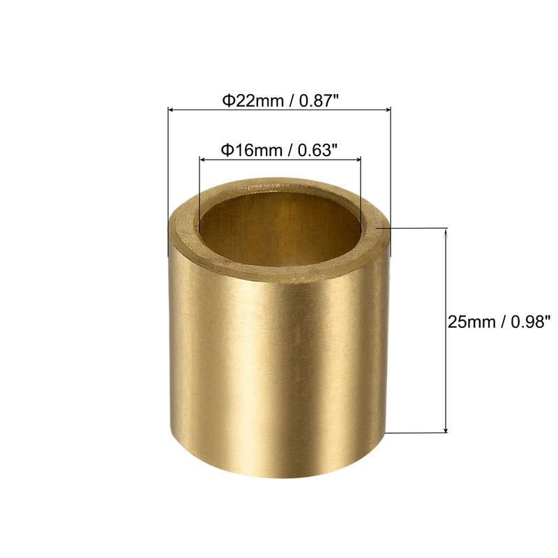 [Australia - AusPower] - uxcell 2pcs Sleeve (Plain) Bearings 16mm Bore x 22mm OD x 25mm Length, Self-Lubricating Sintered Bronze Bushings 2 