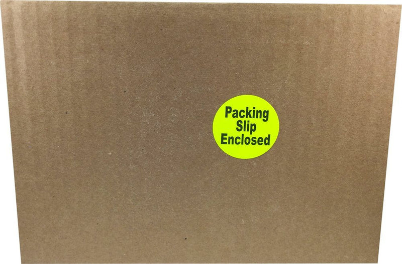 Fluorescent Yellow Circle with Black Packing Slip Enclosed Stickers, 1.5 Inches Round, 500 Labels on a Roll