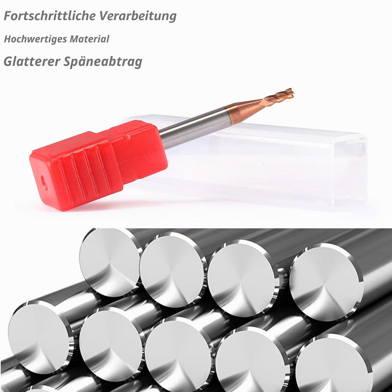 2 mm CNC End Mill Carbide 4 Cutting Edges 5 Pieces TiSiN Coat Spiral Cutter Bit Solid Carbide Drill Bits with 4 Grooves, 55 HRC Cutting End Mill Set Drill Bit for Aluminium Alloy, Steel, Copper D2x6xD4x50L