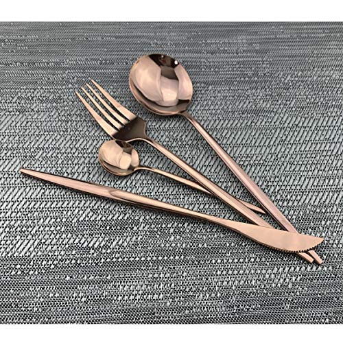 24-Piece Silverware Set - 18/10 Stainless Steel Reusable Utensils Forks Spoons Knives Set, Mirror Polished Cutlery Flatware Set, Great for Family Gatherings & Daily Use (6 set, Copper)