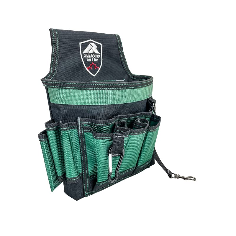 ZAKCO green mini electrician tool pouch in durable polyester with utility tool holster compartments
