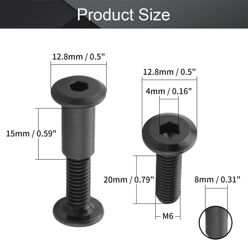 [Australia - AusPower] - MroMax M6 Binding Screws, M6 x 20mm Carbon Steel Binding Screws and Rivet Socket Cap Connecting for Binding Baby Bed Furniture, DIY Leather, Scrapbook and Photo Albums 10Pcs 
