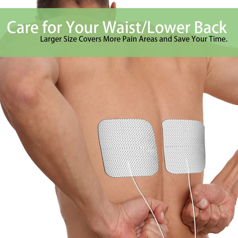 [Australia - AusPower] - 4X4" Large TENS Unit Replacement Pads for Waist and Lower Back Pain Relief Thicked TENS Unit Pads Self-Adhesive Electrode Pads Compatible with TENS 7000, AUVON TENS- 6 PCS 4x4",6Pcs 