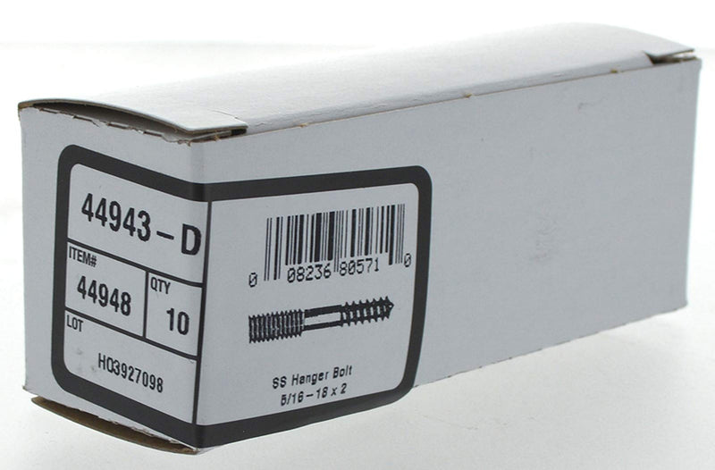 [Australia - AusPower] - 44948 5/16-18 x 2-Inch Stainless Steel Hanger Bolts, 10-Pack 