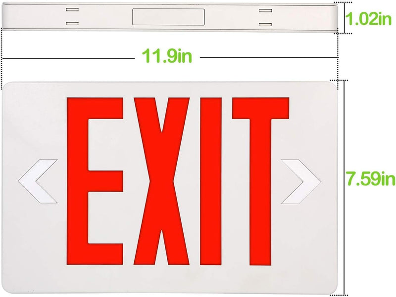 Ultra Slim LED Exit Sign, Red Letter Emergency exit Lights, 1.6W, 10lumens Universal Mounting Double Face (1-Pack)