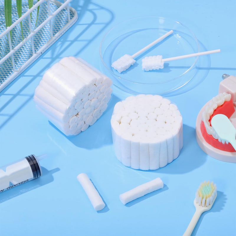 Sewroro Pack of 5 cotton rolls, 8 x 38 mm large swabs, hemostatic cotton rolls for oral hygiene, eg for dental procedures, for breastfeeding nosebleeds and self-cleaning.