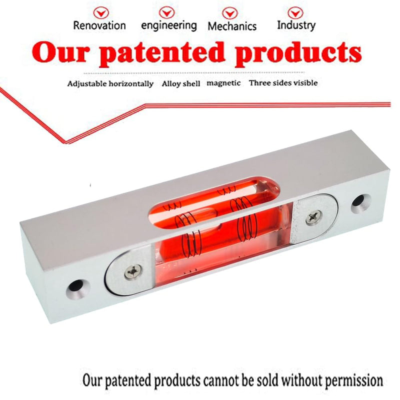 [Australia - AusPower] - UMEI Rectangular Adjustable Level Instrument with Holes, Aluminum Alloy Metal Adjustable Liquid Level Level Bubble, Luminous demagnetization, Length 120mm, Hole spacing 100mm (red) Red 