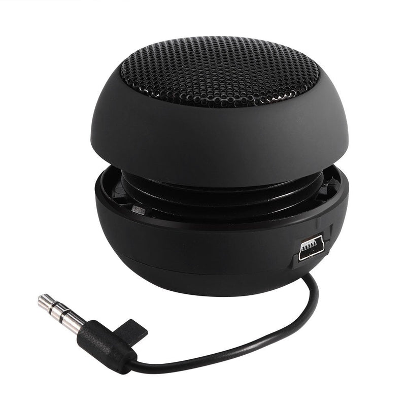 [Australia - AusPower] - Portable Mini Speaker with 3.5mm Aux Jack Plug in Loud Basse Speaker for Smart Phone, Retractable Mobile Line-in Speaker for iPad Laptop Computer(Black) Black 