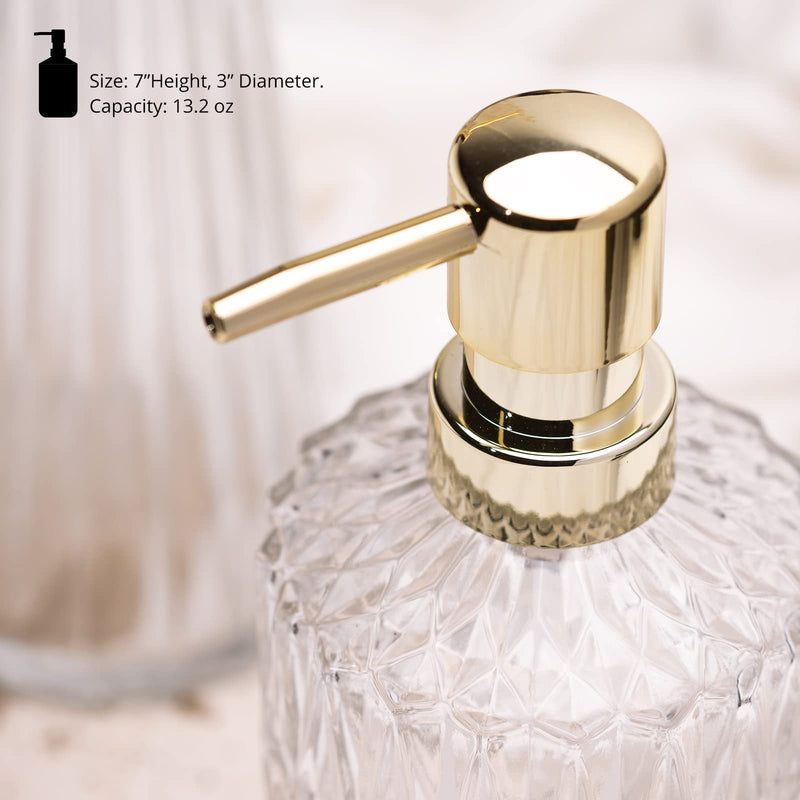 EMPO Clear Glass Soap Dispenser with ABS Plastic Pump, Crystal Lotion Dispensers for Kitchen Sink, Bathroom (2Pack Clear) Standard 2pack Clear