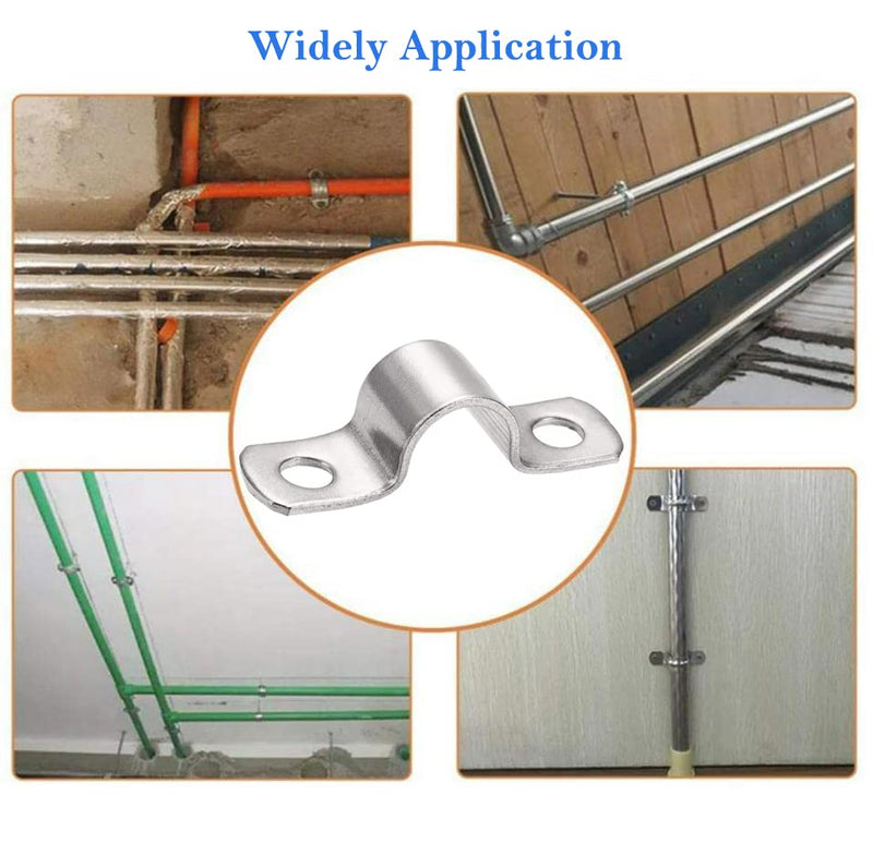 AKIHISA 5 Pcs 4-1/2 Inch Heavy Duty Pipe Strap,2 Hole U-Tube Strap Clamp,Stainless Steel-304 Rigid U-Bracket Pipe Strap,Wire Pipe Cable Clips Fastener (ID 114mm) 4.5in/114mm 5Pack