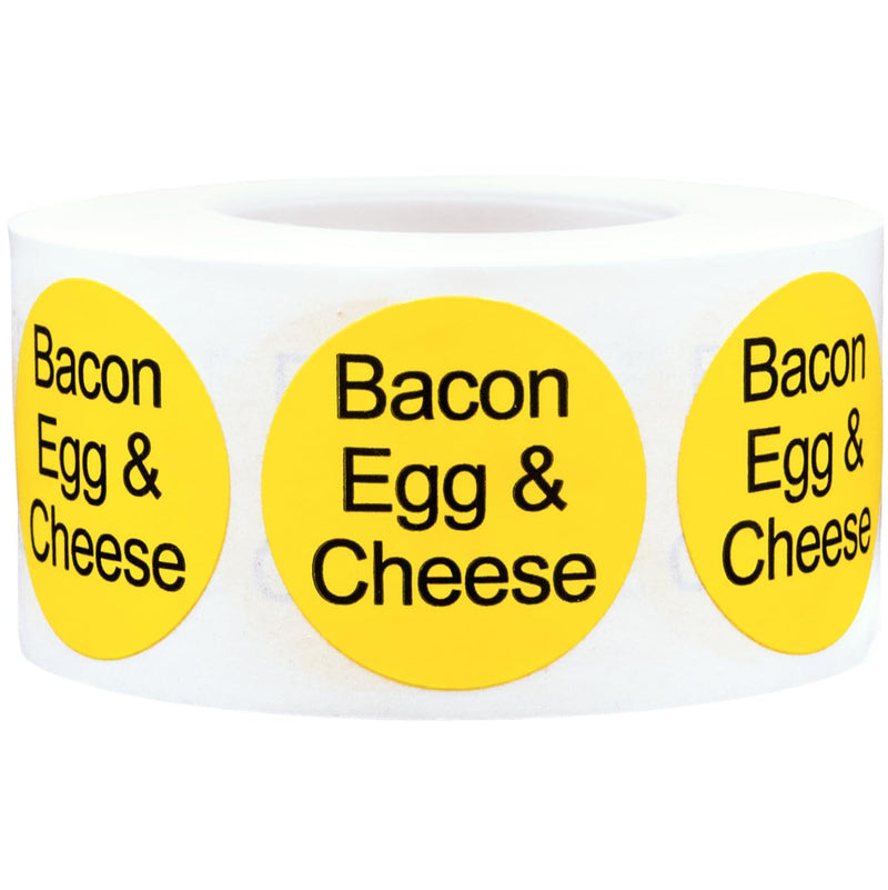 Bacon, Egg, & Cheese Deli Labels 1 Inch 500 Total Adhesive Labels Bacon, Egg & Cheese