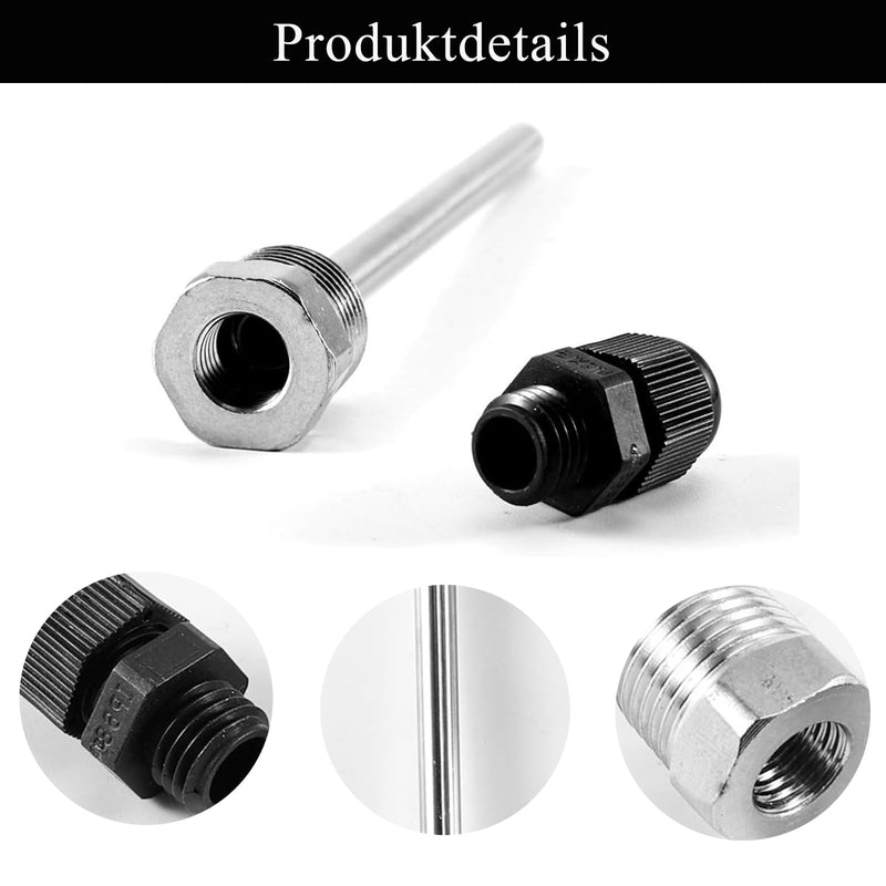 30 mm immersion sleeve, 2 pieces, 8 x 30 mm immersion sleeves, immersion sleeve, G1/2 inch stainless steel, thread for temperature sensor, Thermowell Diving Tube Protective Tube for 30mm
