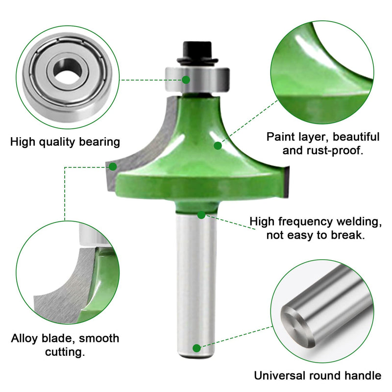 [Australia - AusPower] - 6 Pieces Rounding Cutter 8 mm Shank, Milling Cutter for Router 8 mm Shank, Radius Cutter Set with Ball Bearing, Milling Head for Router, Round Cutter for Carpentry, Chamfering, Woodworking Trimming 8 mm shaft 