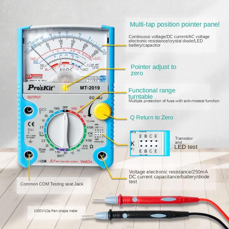 [Australia - AusPower] - MT-2019 Protective Function Analog Multimeter Safety Standard Professional Ohm Test Meter Tester Analog 