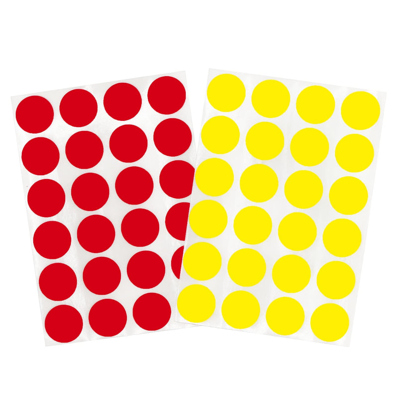 ChromaLabel 0.75 Inch Color Code Dot Labels on Sheets, 2 Colors, 1200 Stickers per Variety Pack, Red and Yellow 3/4" Diameter