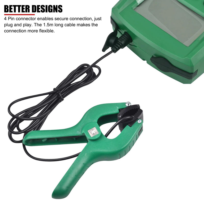 [Australia - AusPower] - EVTSCAN Type K HVAC Temperature Pipe Clamp, Up to 25mm Clamp Jaw Opening, -40°C to 150°C, 1.5 Meter Cable with 4-Pin Connector, for Digital Multimeters, Clamp Meters, and Thermometers 