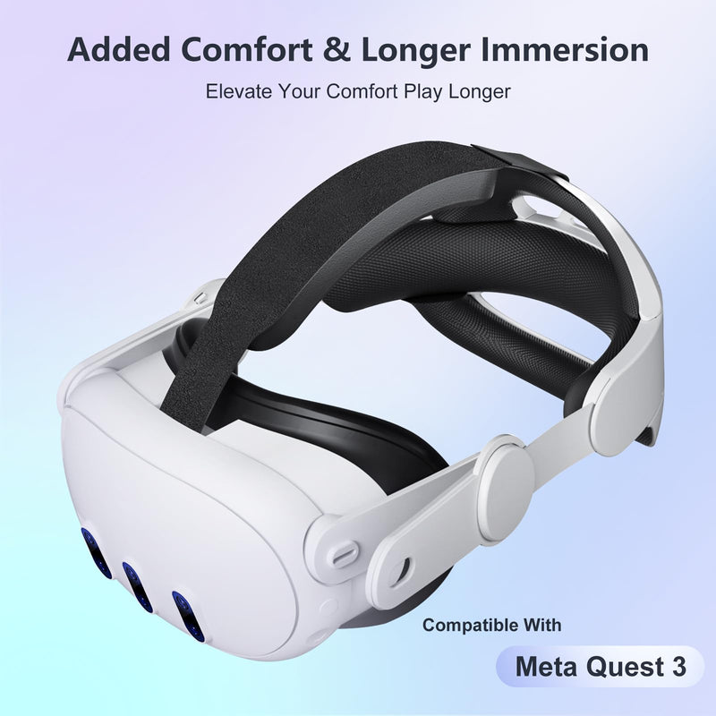 [Australia - AusPower] - Upgraded Head Strap for Meta Oculus Quest 3, Pressure-Free Elite Strap Accessories Replacement, Adjustable Headband Soft Cushion VR Headset Enhanced Comfort & Balanced Fit for Longer Immersion Quest 3 Head Strap 