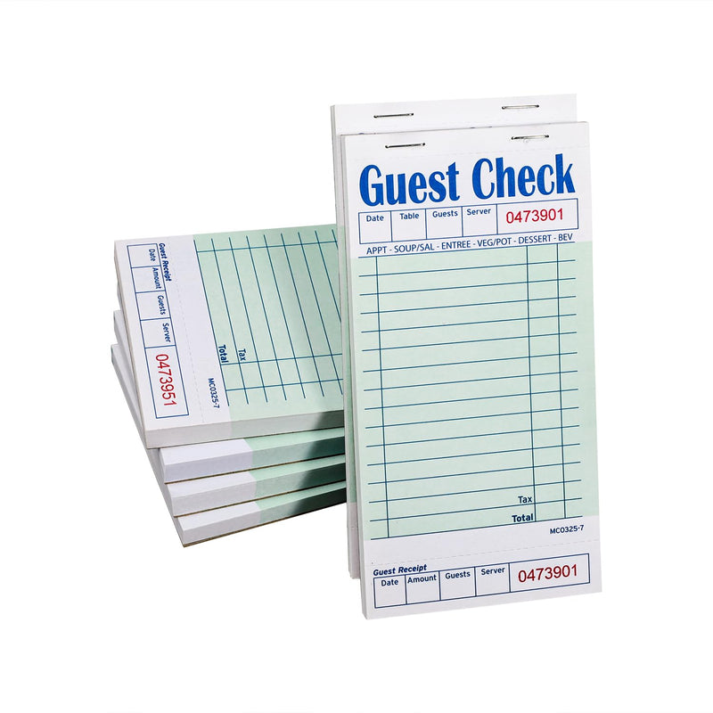 Guest Checks Server Note Pads 300 Sheets Waitress Notepad for Restaurants (6 Books) 3.5" x 6.75" Per Ticket Book Checks With Bottom (6 Books)