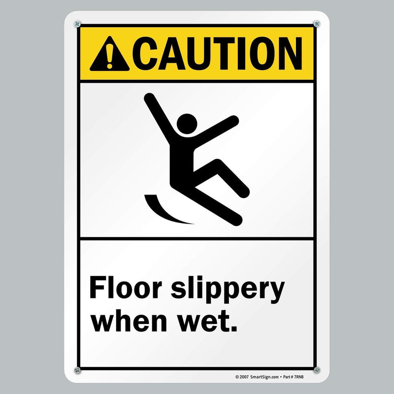 SmartSign - S-4375-PL-14 Caution - Floor Slippery When Wet Sign by | 10" x 14" Plastic 10" x 14" Plastic - ANSI Caution Sign